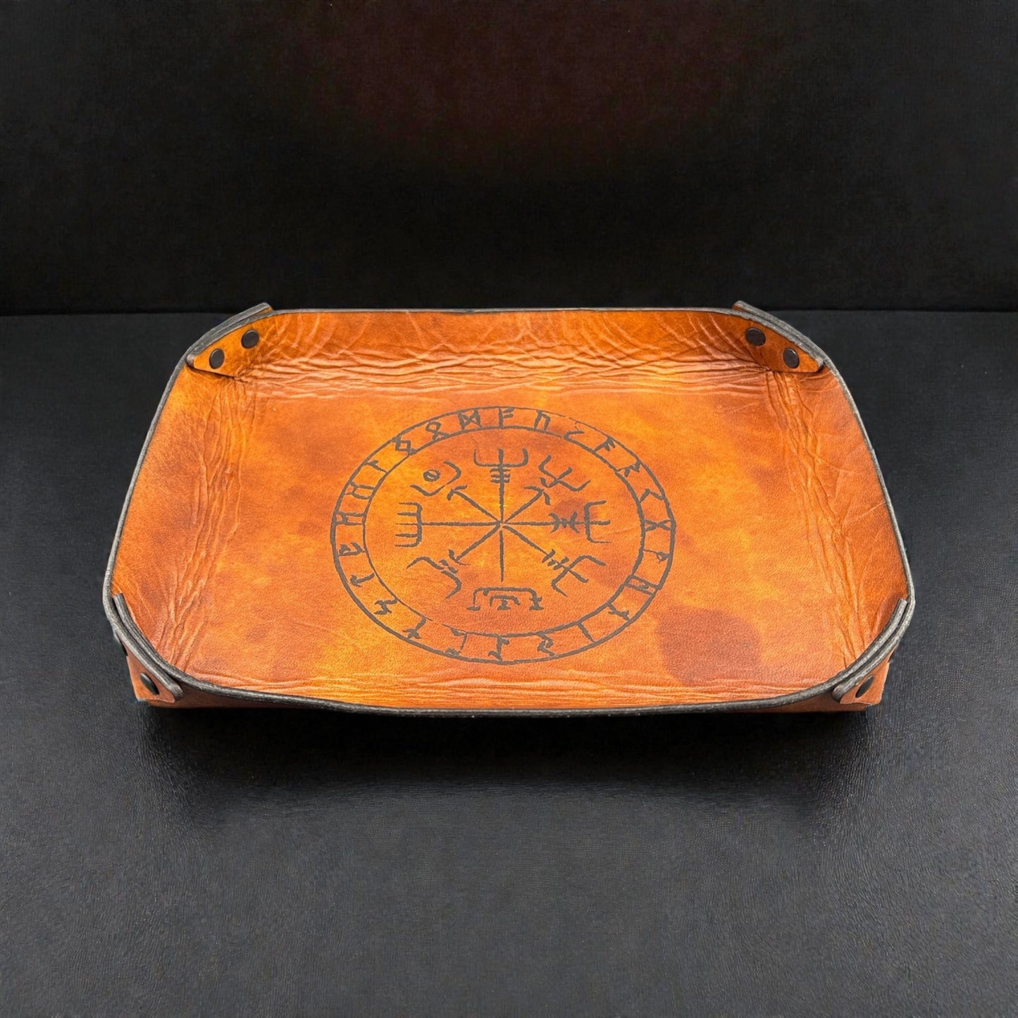 Vegvísir Viking Compass Leather Valet Tray