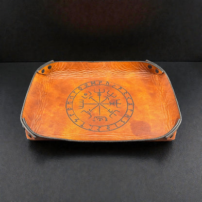 Vegvísir Viking Compass Leather Valet Tray