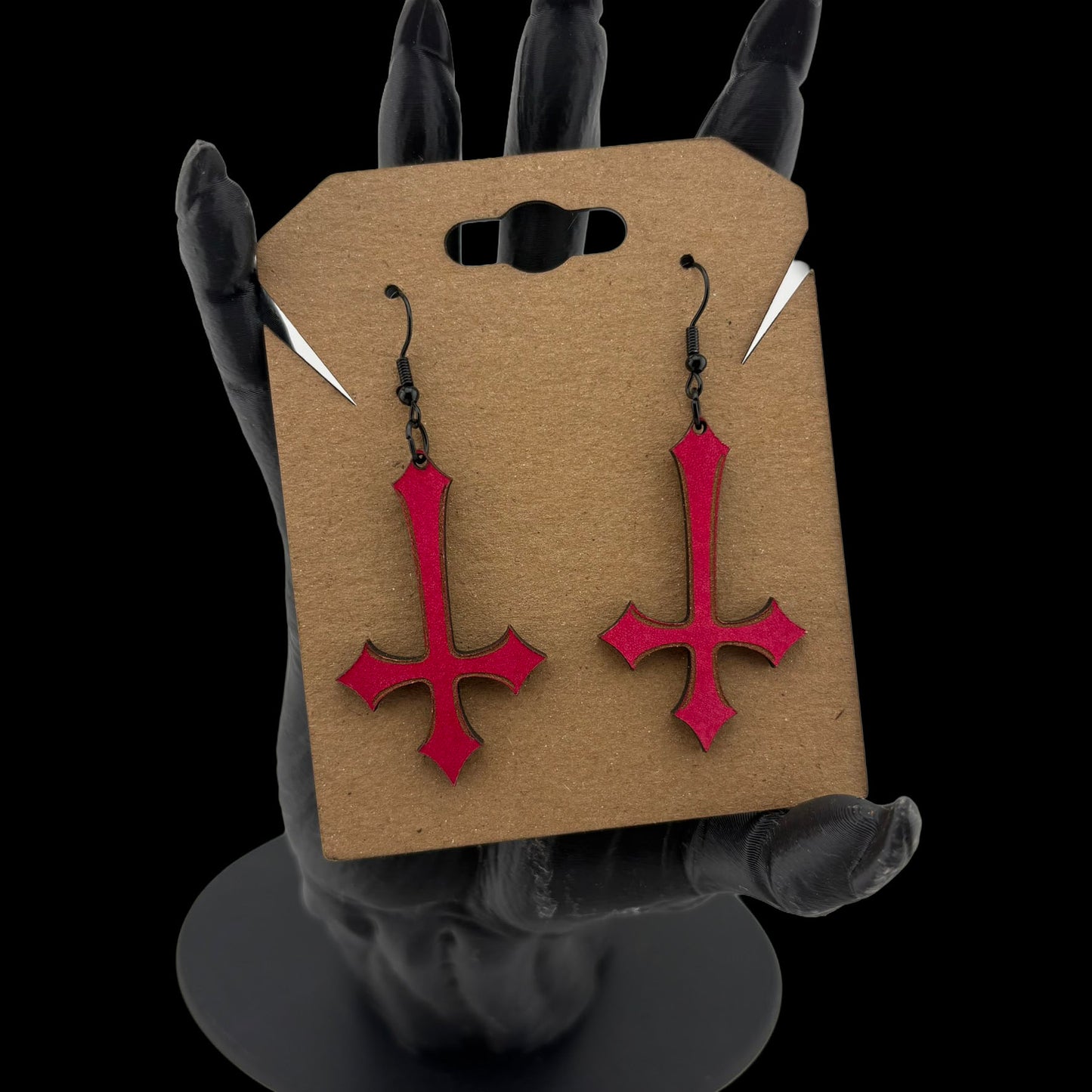 Inverted Gothic Cross Earrings