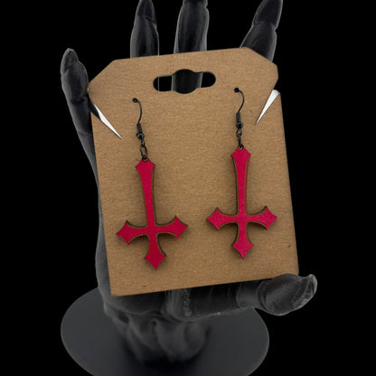 Inverted Gothic Cross Earrings