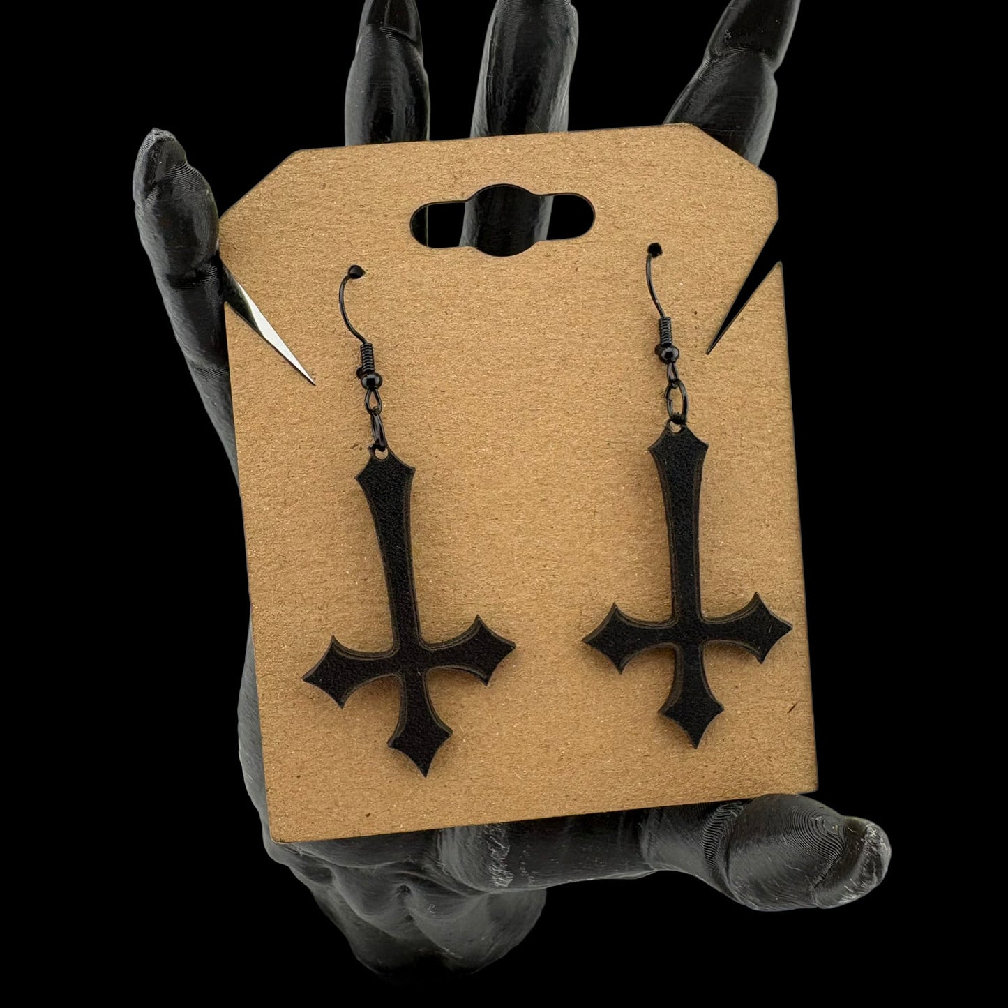 Inverted Gothic Cross Earrings