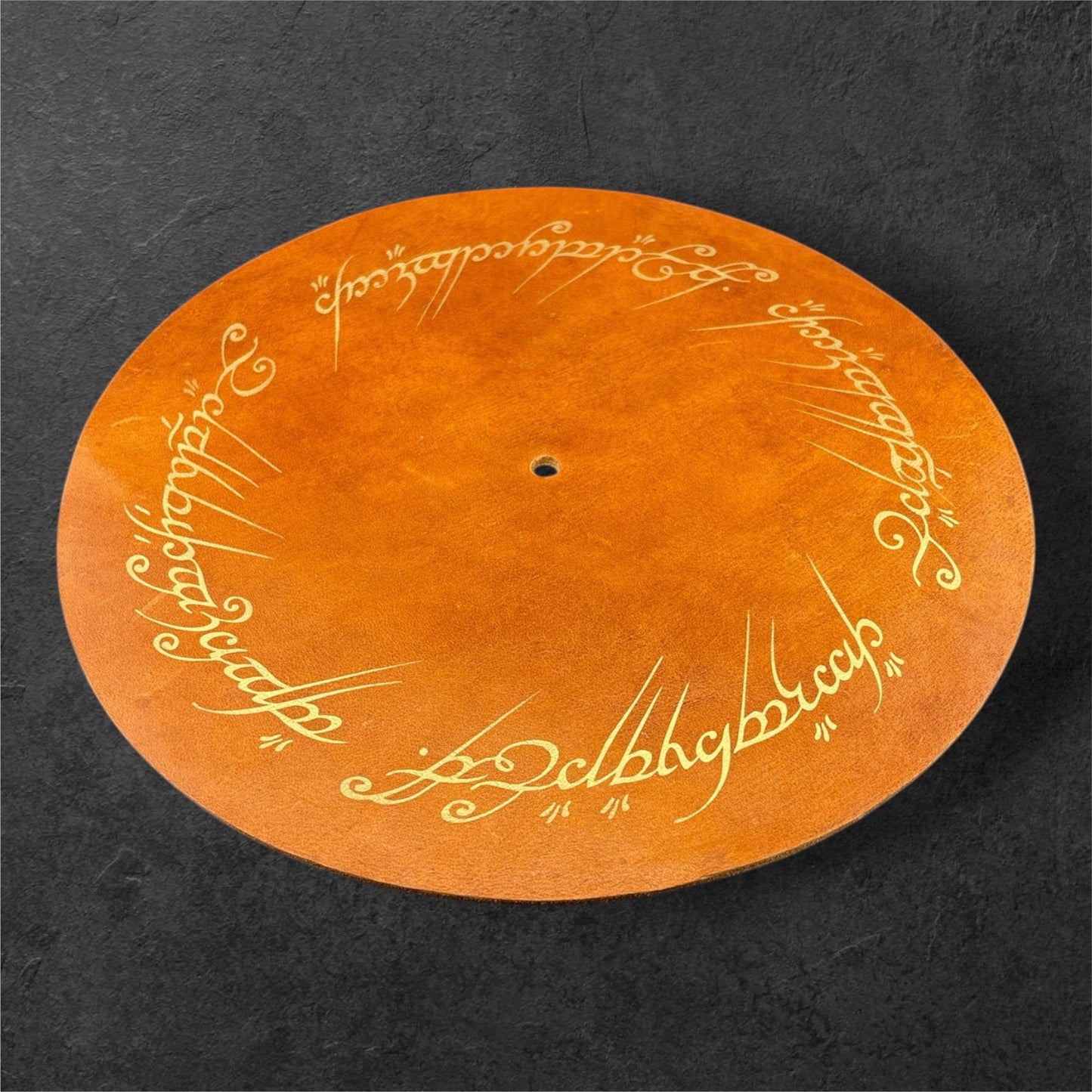 The One Ring Inscription Leather Turntable Pad