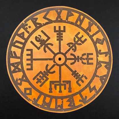 Vegvísir Viking Compass Leather Turntable Pad