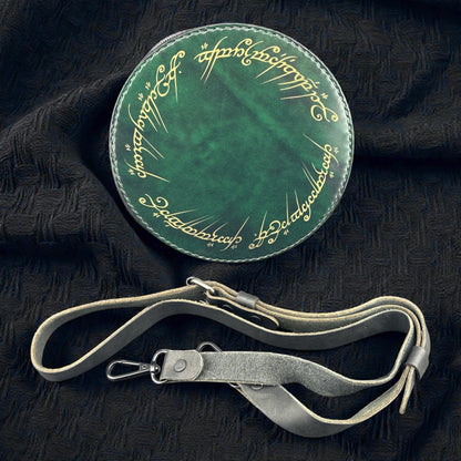One Ring Inscription Leather Crossbody Bag
