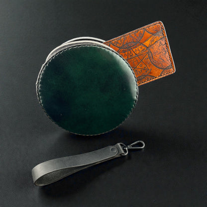 Mini Round Leather Clutch