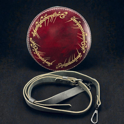 One Ring Inscription Leather Crossbody Bag